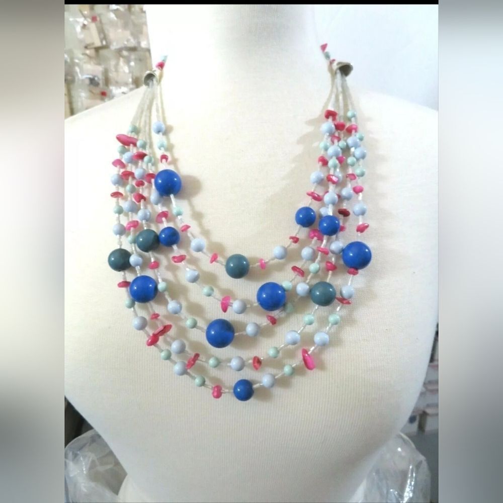 Talbots Multicolor Beaded Necklace NWOT 20"-23"